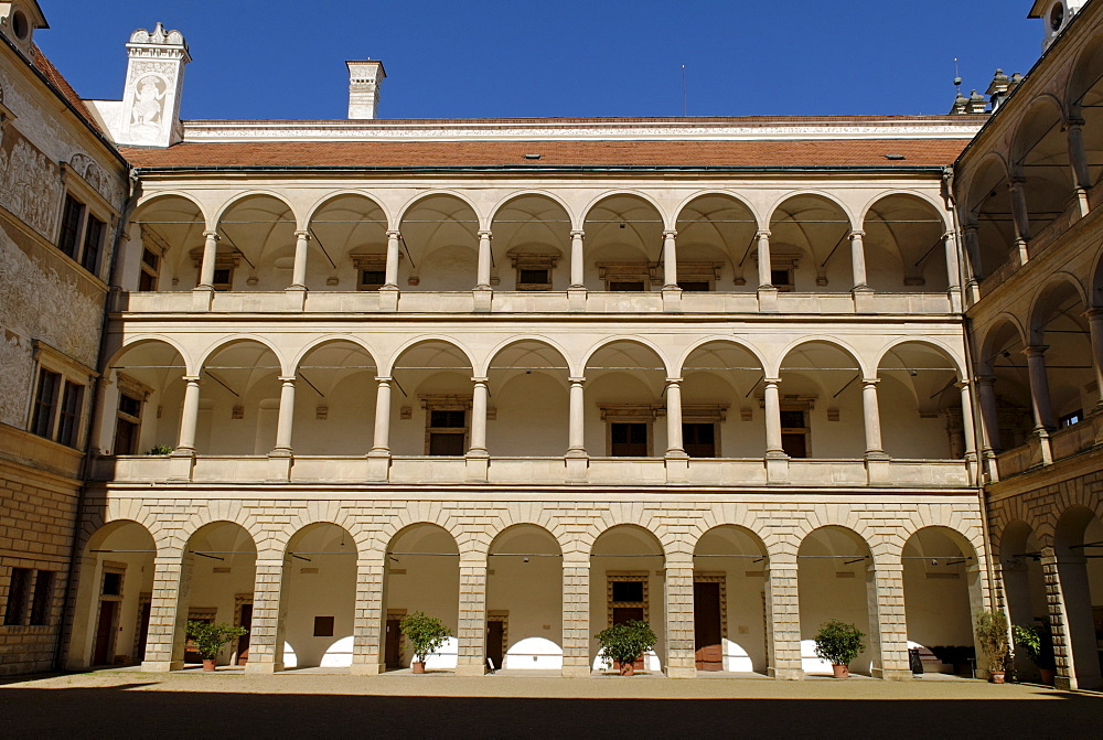 Litomysl Renaissance Castle, UNESCO World Heritage Site, inner courtyard, Litomysl, Eastern Bohemia, Czech Republic, Czechia, Europe