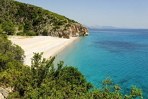 Ionian Sea, coast near Dhermi, Albanian Riviera, Albania, Balkan Range, Europe