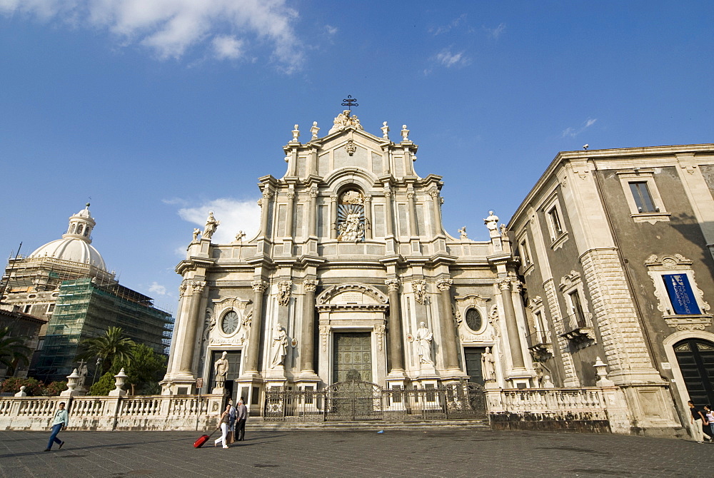 Piazza del Duomo and western facade of the cathedral in Catania, Sicily, Italy