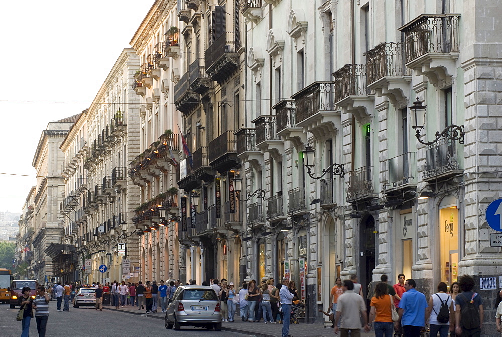 Via Etnea, main thoroughfare in Catania, Sicily, Italy