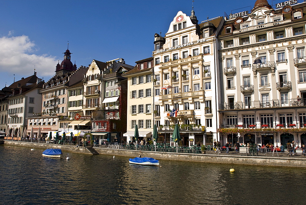 Lakeside Promenade with facades, Lucerne, Switzerland