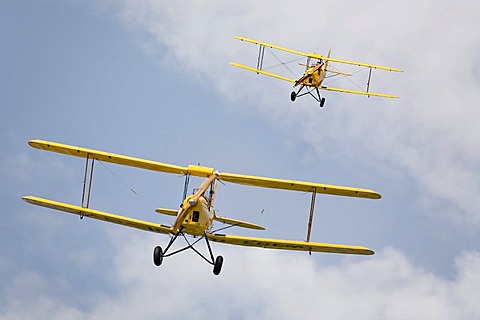 Two biplanes at a stunt flying show - model Kiebitz D-EDEM Kapfenberg, Styria, Austria