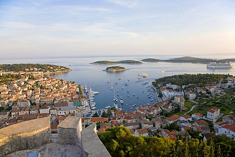 Look of the fortress Spanjola on the harbour of Hvar, Island Hvar, Dalmatia, Croatia