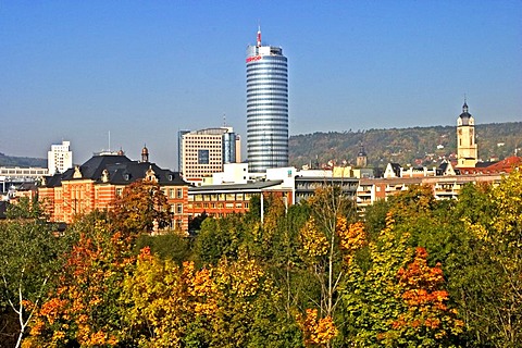 Jena in Autumn colours, Jena City of University Green City at the River Saale Founded in the 9 Century City Founded 1236 Founder Lords of Lobdeburg Market Place Region for Wine Growing, Jena, Thuringia, Germany, BRD, Europe,