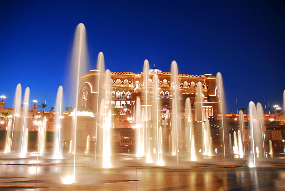 Emirates Palace Hotel by night, Abu Dhabi, United Arab Emirates, Abu Dhabi