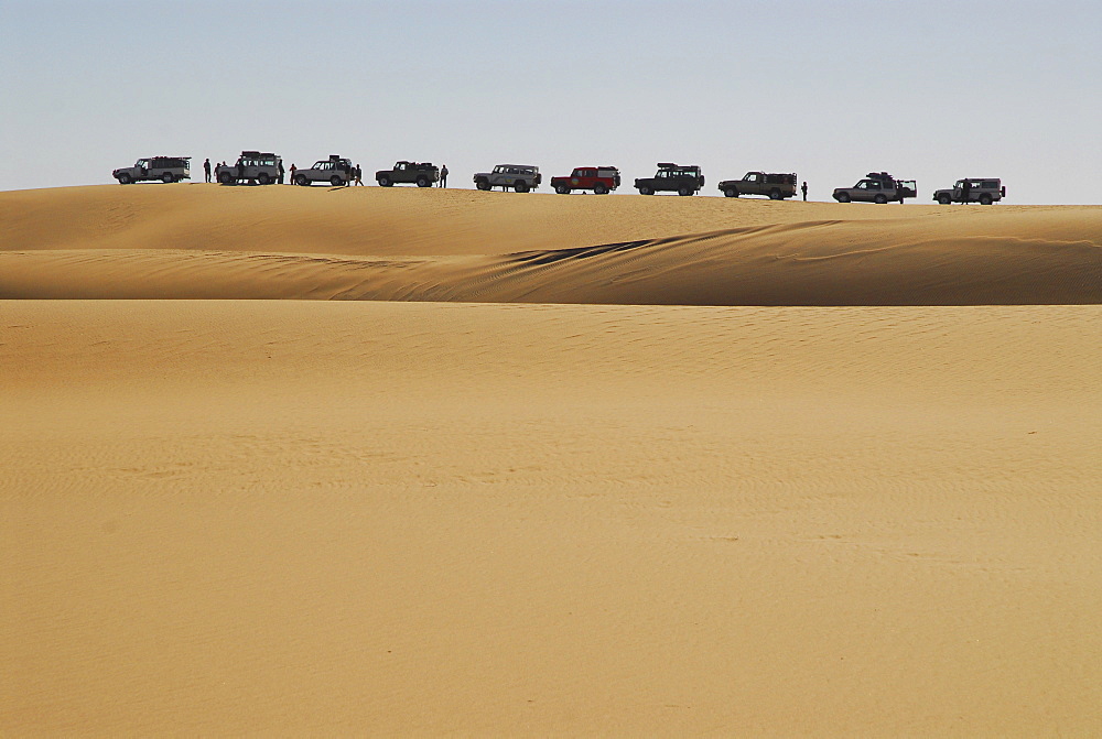 Jeeps in the dunes near Sylvia Hill, Diamond Area, Namibia