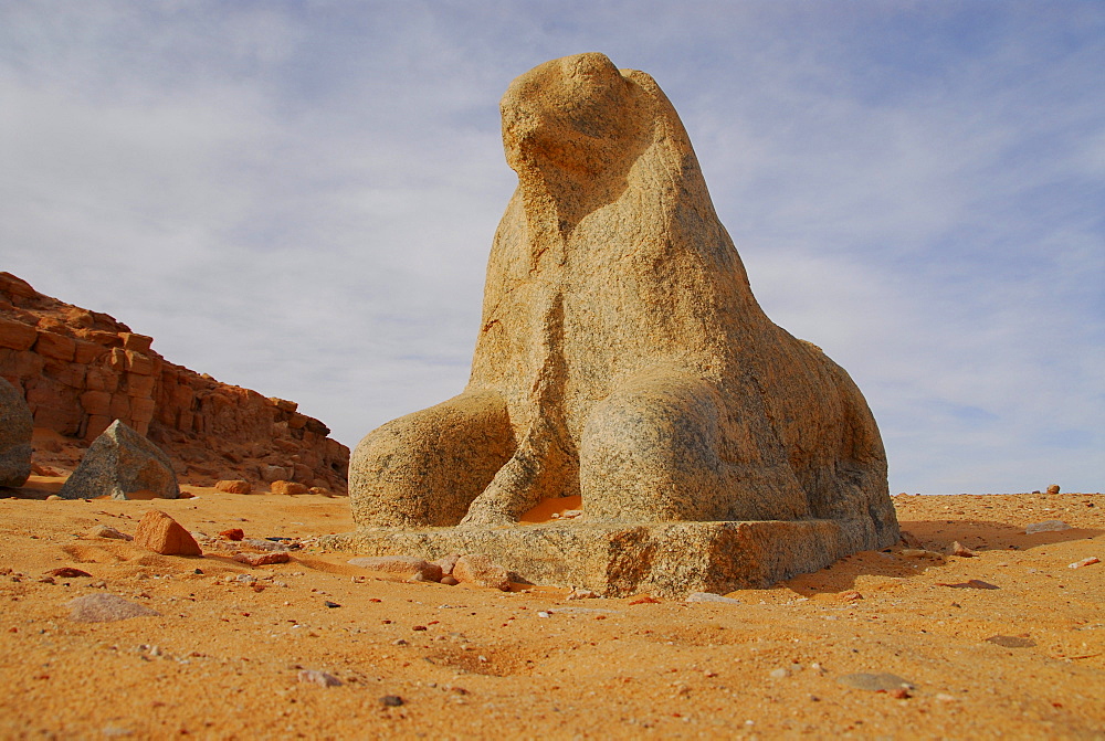 Sphinx in front of Amun Temple at Djebel Barkal, near Karima, Sudan, Africa