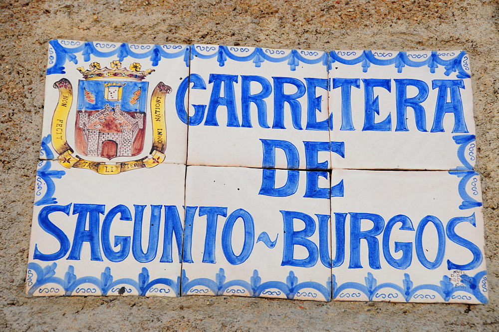 Street sign, Daroca, Zaragoza Province, Aragon, Spain, Europe