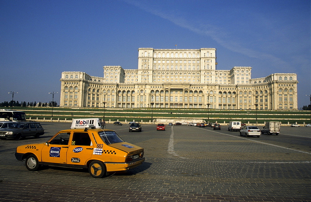 Monument to megalomania, the former palace of Ceausescu, now the Palace of the Parliament, Bucharest, Romania, Europe