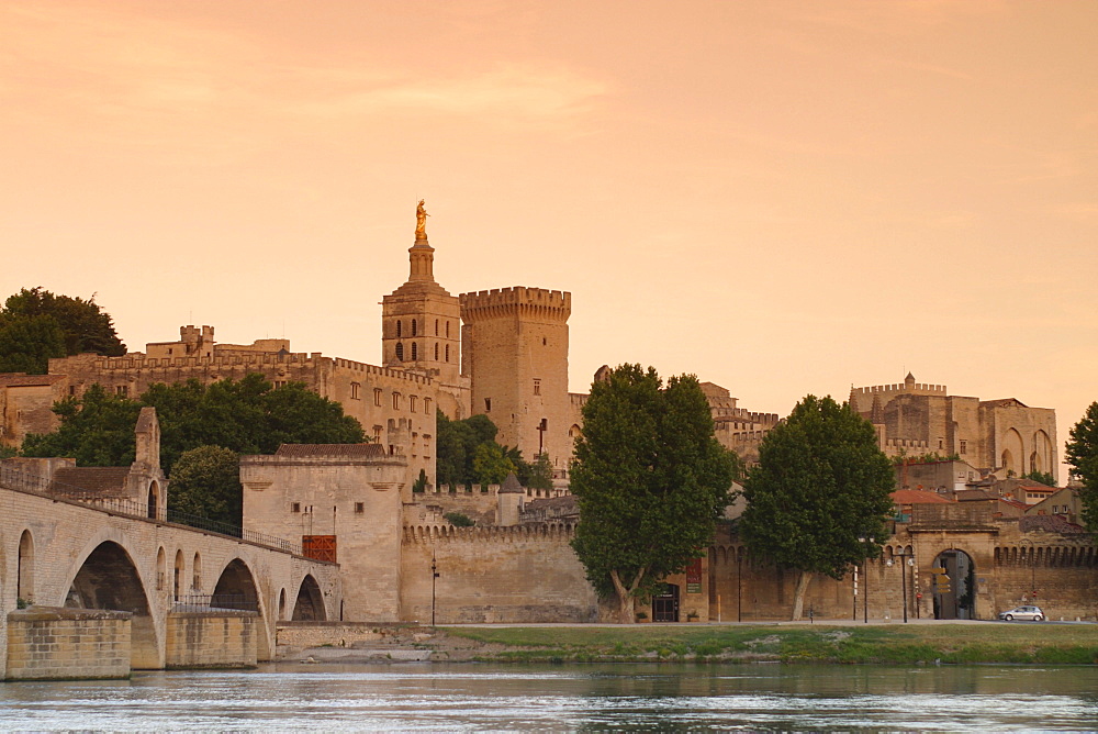 Papal Palace at Rhone River in Avignon, Provence, France