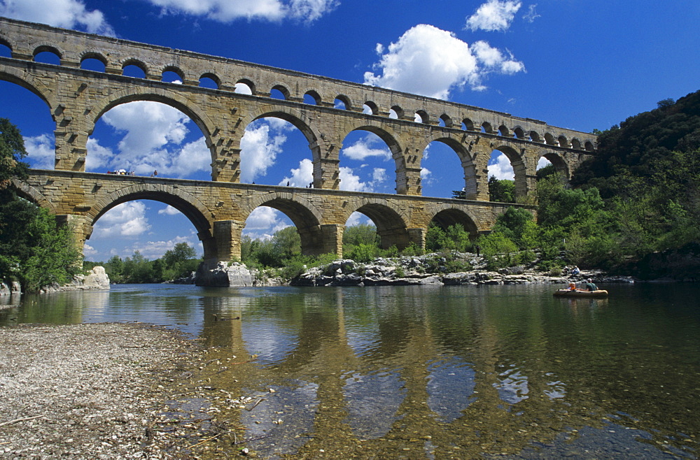 Roman aqueduct Pont du Gard near Remoulins, France, Provence