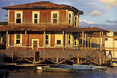 Old wooden building at Cayo Granma island near Santiago de Cuba, Cuba