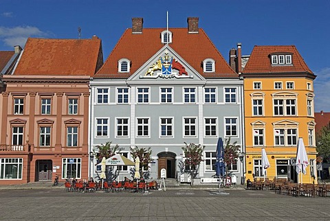 Architecture at the old market, Hanseatic city of Stralsund, Mecklenburg Western Pomerania, Germany, Europa