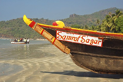 India, Goa, fishing boat on Palolem Beach