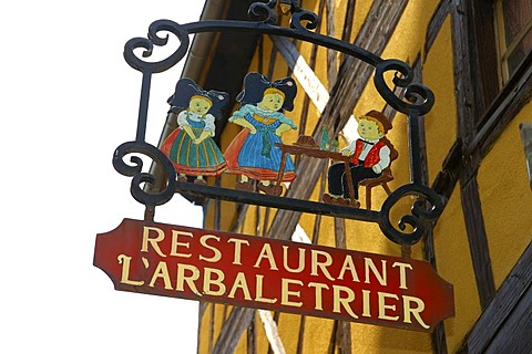 Traditional hotel sign Riquewihr Alsace France