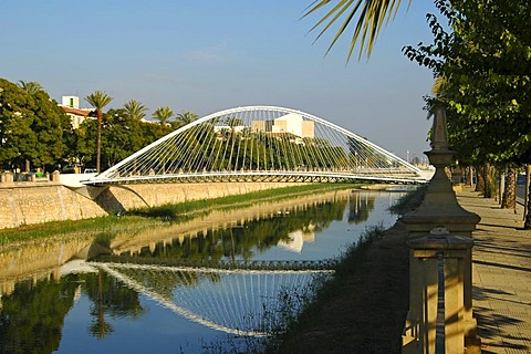 Modern bridges span the Rio Segura river Murcia Levante Spain