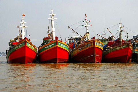 Fishing vessels in the port of My Tho Viet Nam