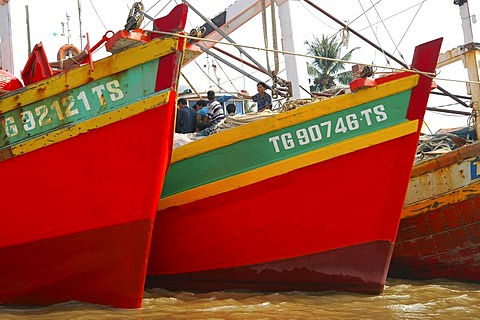 Fishing vessels in the port of My Tho Viet Nam