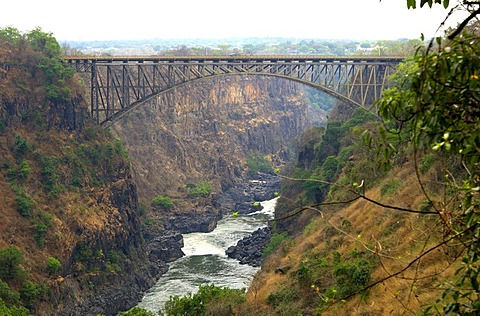 Victoria Falls bridge spanning the Zambezi river, Victoria Falls, Zimbabwe