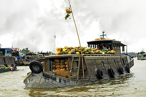 Junk with pumpkins , Cai Rang Floating Market, Can Tho City, Vietnam