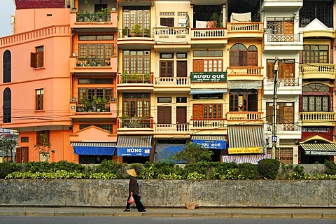 Renovated French-style shop-houses, Hanoi, Vietnam