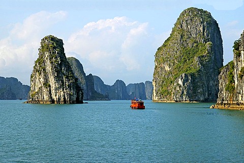 Limestone monolithic island of Halong Bay, UNESCO wolrld heritage, Vietnam