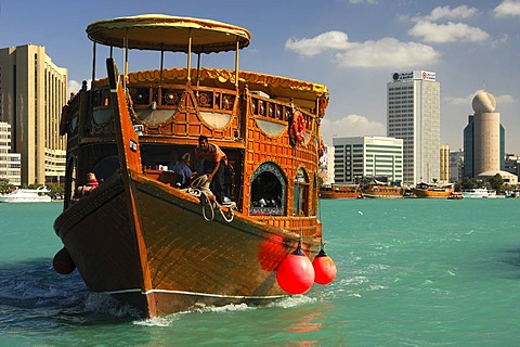 Dhow pleasure cruise on the Creek lagoon, Dubai, United Arab Emirates