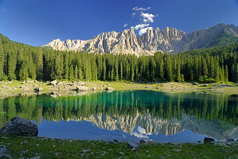 Lake Karer (Lago di Carezza), Latemar, Dolomites, South Tyrol, Italy