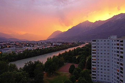 View over Innsbruck, Inn and Nordkette, Tyrol, Austria