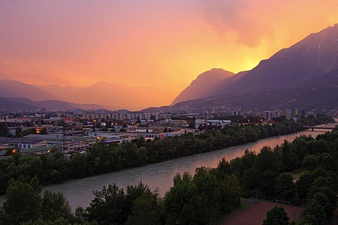 View over Innsbruck, Inn and Nordkette, Tyrol, Austria