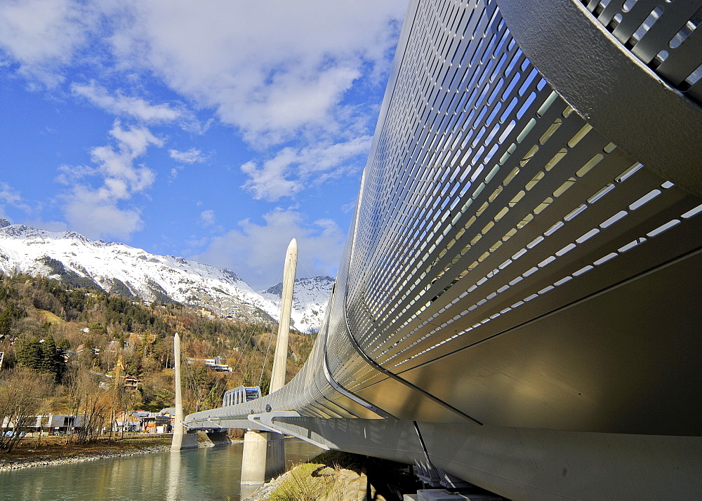 The new Hungerburgbahn funicular railway designed by star architect Zaha Hadid in Innsbruck, Tirol, Austria, Europe