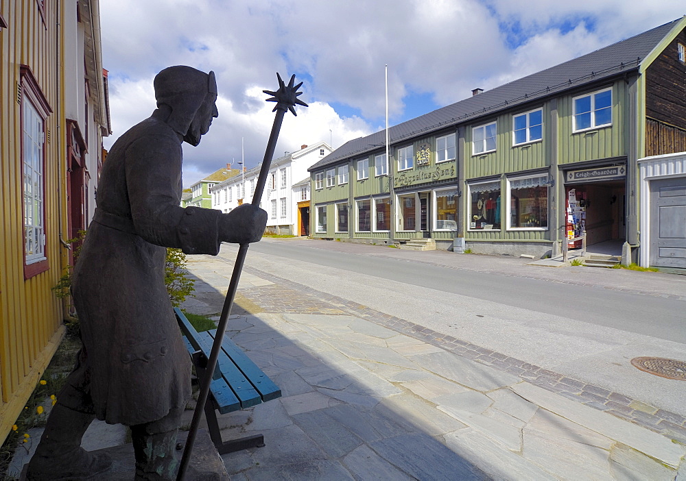 Statue on a street in Roeros, iron mining town, UNESCO World Heritage Site, Sor-Trondelag, Norway