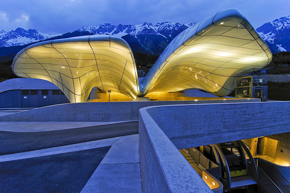 Hungerburgbahn Railway, summit station designed by stararchitect Zaha Hadid, Innsbruck, Tyrol, Austria, Europe