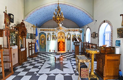 Interior of a Greek Church in Firopotamos on the Milos Island, Cyclades Island Group, Greece, Europe