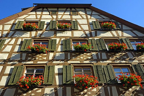 Half-timbered house, Meersburg, Baden-Wuerttemberg, Germany, Europe