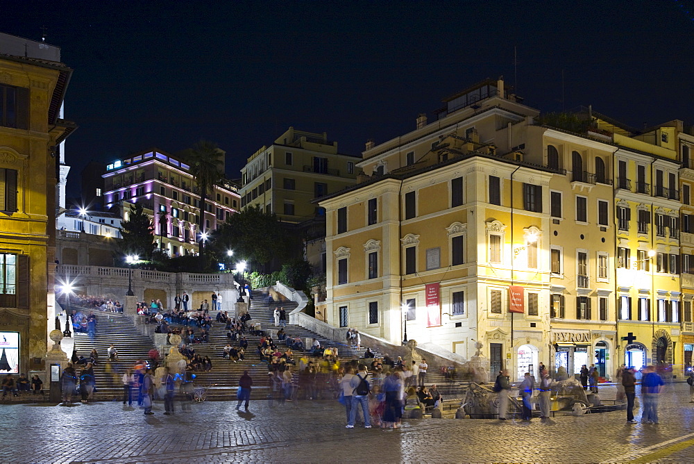 Spanish Steps (Italian: Scalinata della Trinita dei Monti) at night, Rome, Italy, Europe