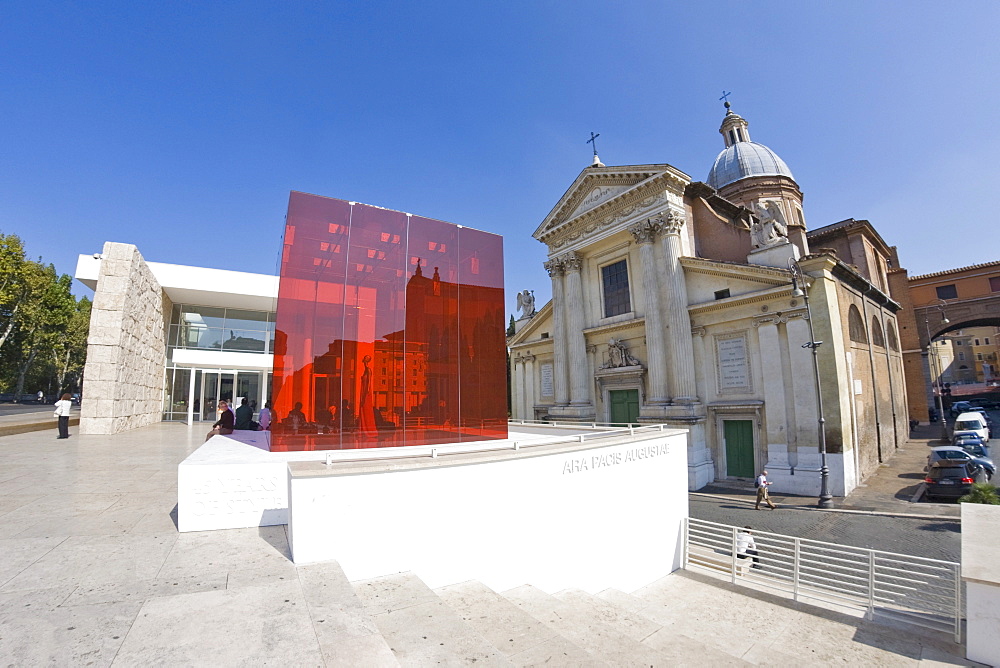 Exterior view of museum at Ara Pacis Augustae, Rome, Italy, Europe