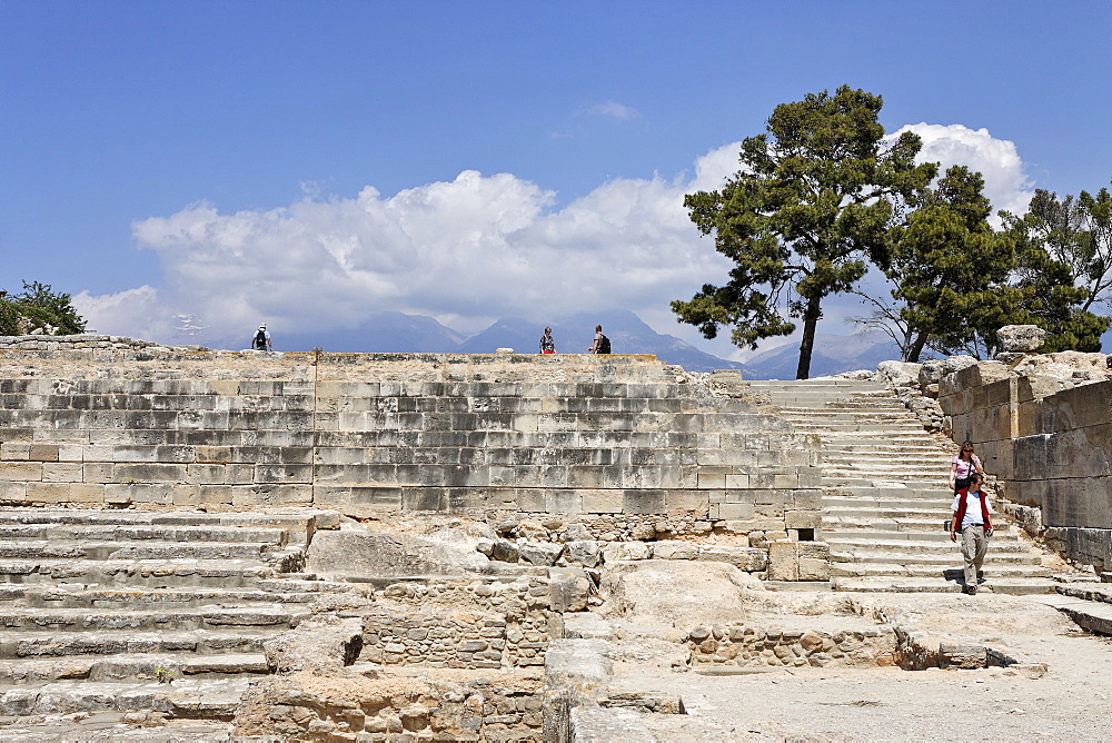 Amphitheatre, Phaistos Palace ruins from the Minoan period, Crete, Greece, Europe