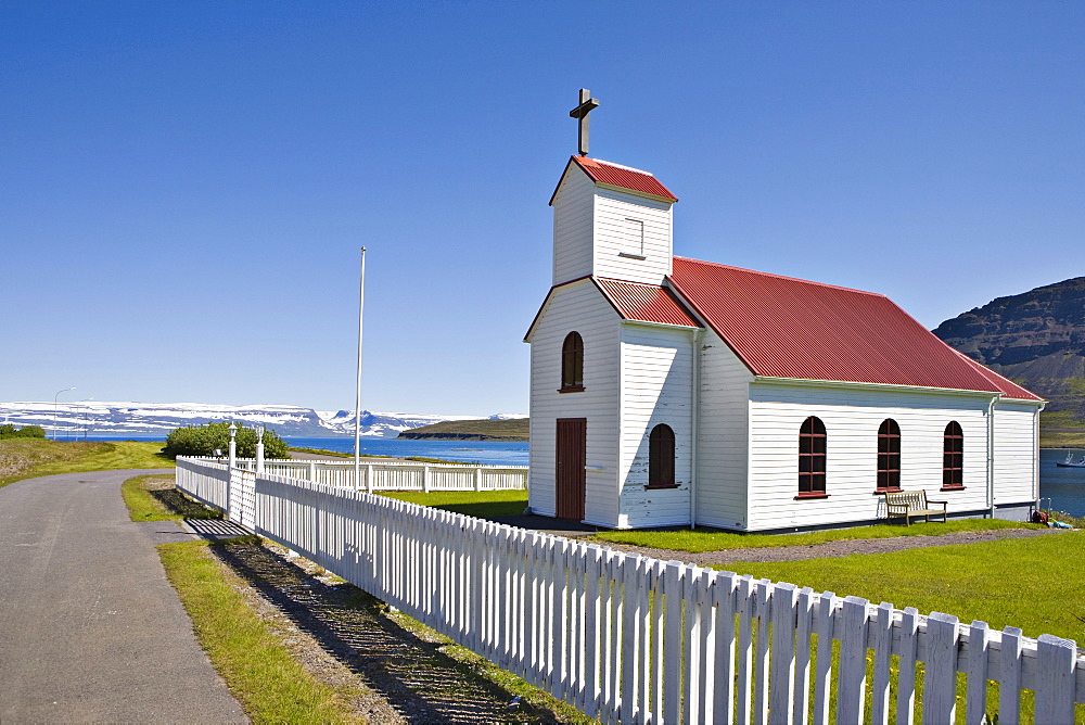 Church, Suï£¿avik, Western Fjord, Iceland, Atlantic Ocean