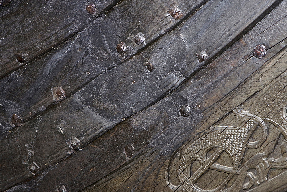 Detail of a ship at the Viking Ship Museum, Bygdoy, Oslo, Norway, Scandinavia, Europe