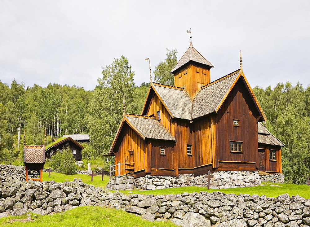 Twelfth-century stave church in Uvdal, Norway, Scandinavia, Europe