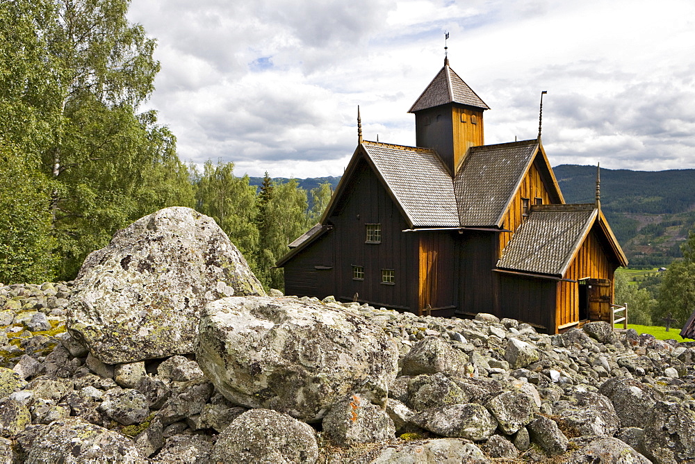 Twelfth-century stave church in Uvdal, Norway, Scandinavia, Europe