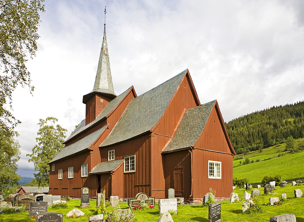 Stave church, Hegge, Saebufjord, Norway, Scandinavia, Europe