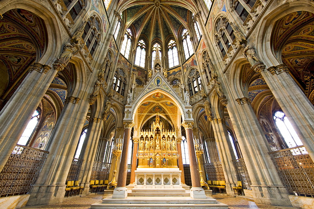 Altar at Votivkirche Church, neo-Gothic basilica in Vienna, Austria, Europe