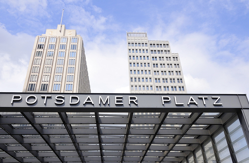 Train station and Beisheim Center entrance, Potsdamer Platz Square, Berlin, Germany, Europe