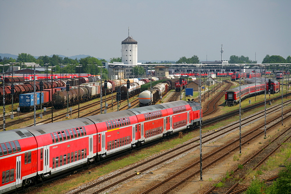 Passenger train and waggon train, Bavaria, Germany