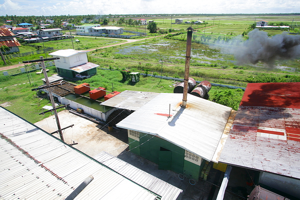 Corrugated iron roofs of the coconut processing factory, Georgetown, Guyana, South America