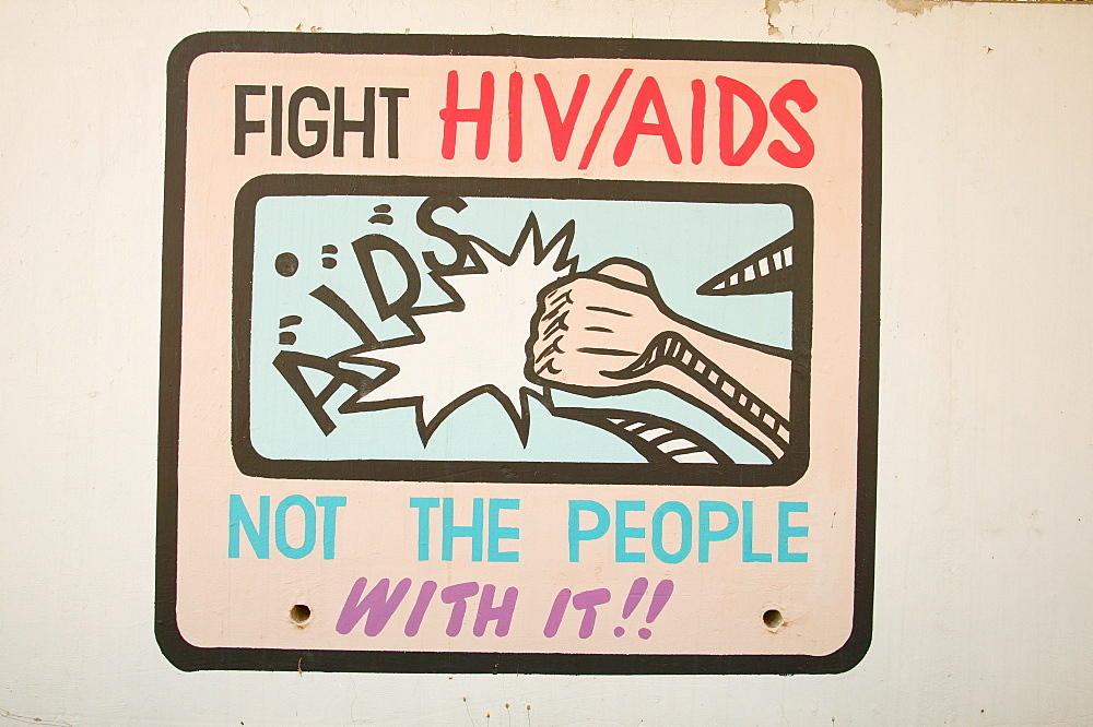 HIV/AIDS sex education posters, Francistown, Botswana, Africa