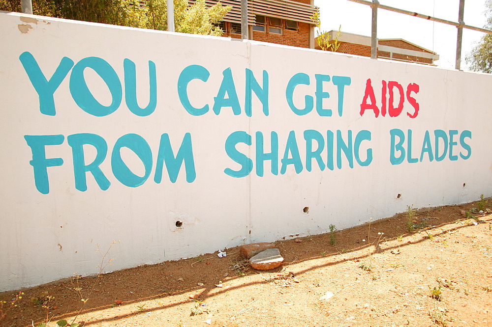 HIV/AIDS sex education posters, Francistown, Botswana, Africa