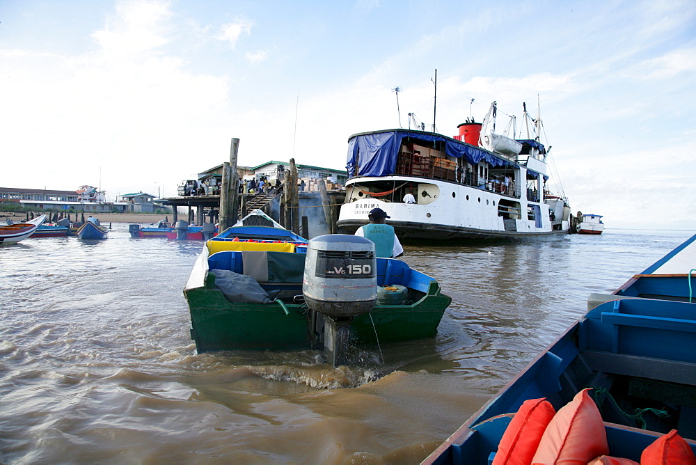 Passenger traffic dock along the Demerara River in Georgetown, Guyana, South America